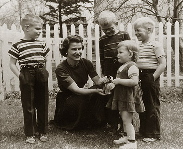 Adele G. Johnson with her kids c. 1955
