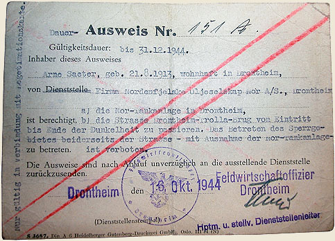 Dauer-Ausweis Passerseddel under krigen
